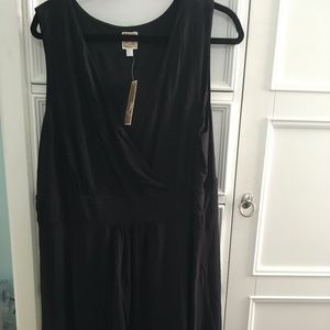 JM Collection NWT Dress Solid Black V Neck Fitted Waist Sleeveless Size 2X